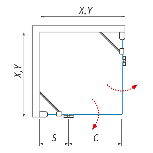 Душевое ограждение 1100x1100мм прозрачное стекло Roltechnik Elegant Line GDOL1+GDOP1/1100*1100 132-110000L-00-02+132-110000P-00-02