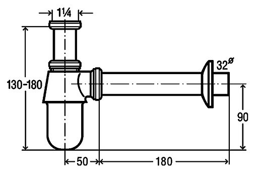 Сифон бутылочный для раковины Viega 5754 хром 102845