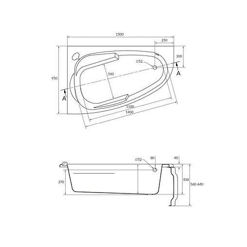 Ванна акриловая Cersanit Joanna 150x95 R 63337