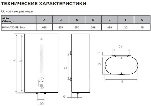 Водонагреватель накопительный электрический Royal Clima RWH-A30-FE