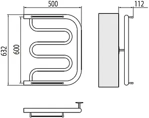 Полотенцесушитель водяной Terminus Фокстрот 1&quot; БШ 600х500 полированная сталь 4620768881084, 2