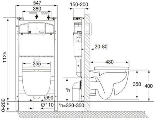 Комплект 4 в 1 Roca Meridian Rimless 893104990