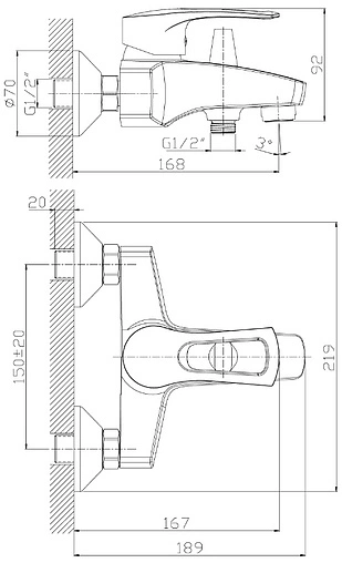Смеситель для ванны Rossinka хром T40-31
