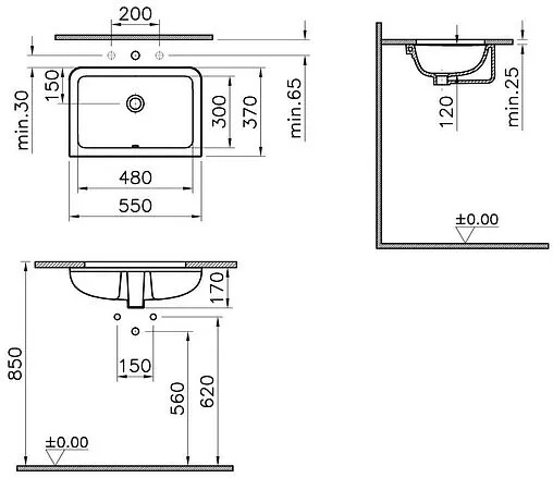 Раковина VitrA S20 белый глянцевый 7475B003-0618 Раковина VitrA S20 белый глянцевый 7475B003-0618