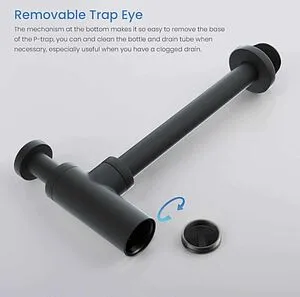 Сифон бутылочный для раковины TIMO чёрный матовый 958/03L Сифон бутылочный для раковины TIMO чёрный матовый 958/03L, 3