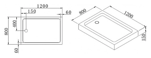 Поддон для душа Cezares Tray TRAY-A-AH-120/80-15-W