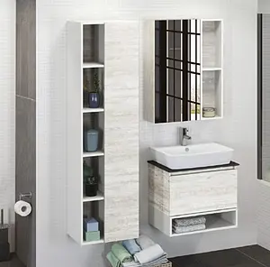 Шкаф-зеркало Comforty Прага 60 дуб белый 00004147599CF, 3