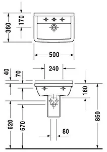Раковина Duravit Starck 3 50 белый 0300500000 Раковина Duravit Starck 3 50 белый 0300500000, 2