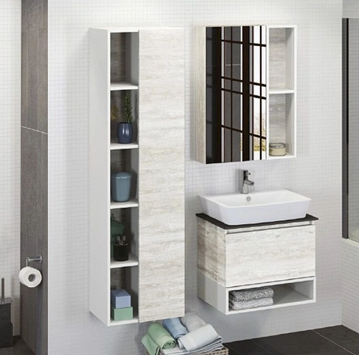 Шкаф-зеркало Comforty Прага 60 дуб белый 00004147599CF