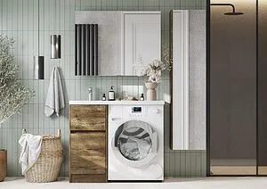 Тумба-умывальник напольная над стиральной машиной Aquaton Лондри 105 L дуб рустикальный 1A2670K1LHDR0+, 5