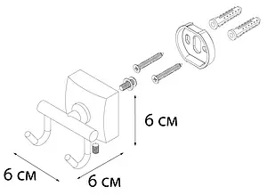 Крючок двойной Fixsen Kvadro хром FX-61305B Крючок двойной Fixsen Kvadro хром FX-61305B, 3