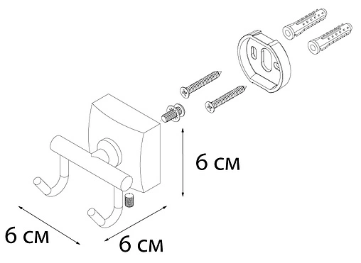 Крючок двойной Fixsen Kvadro хром FX-61305B
