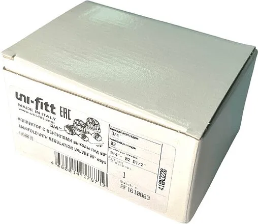 Коллектор регулирующий проходной 2 отвода ¾&quot;в/н x ½&quot;к Uni-fitt 410N3220