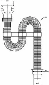 Сифон гофрированный для раковины VIRPlast VIR белый 30980311 Сифон гофрированный для раковины VIRPlast VIR белый 30980311, 2