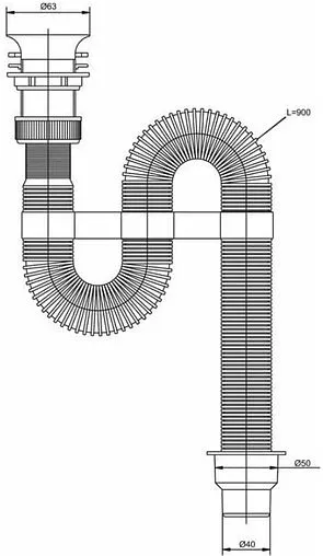 Сифон гофрированный для раковины VIRPlast VIR белый 30980311 Сифон гофрированный для раковины VIRPlast VIR белый 30980311