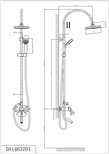 Душевая система со смесителем для ванны D&K Rhein.Schiller хром DA1463701C09