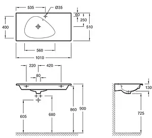 Раковина Jacob Delafon Nouvelle Vague 101 белый EXAQ112-Z-00 Раковина Jacob Delafon Nouvelle Vague 101 белый EXAQ112-Z-00, 2