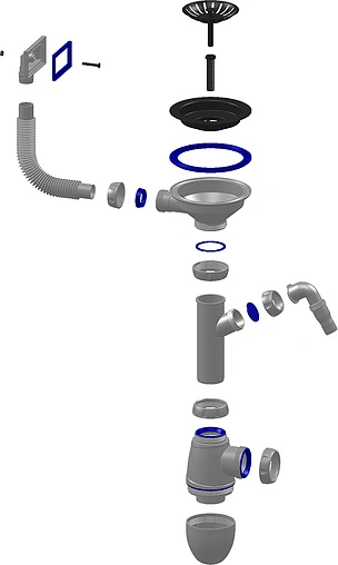 Сифон бутылочный для мойки с переливом Unicorn В430V Сифон бутылочный для мойки с переливом Unicorn В430V