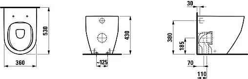Унитаз приставной безободковый Laufen Pro Rimless белый 8.2295.6.000.000.1