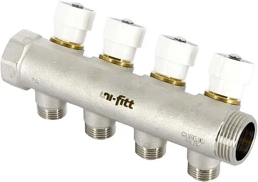 Коллектор регулирующий проходной 4 отвода 1&quot;в/н x ½&quot;н Uni-fitt 405N4240