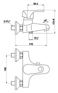 Смеситель для ванны Timo Nordic хром 0154Y Смеситель для ванны Timo Nordic хром 0154Y, 2