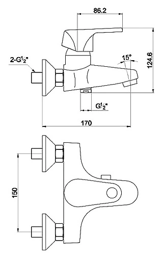 Смеситель для ванны Timo Nordic хром 0154Y