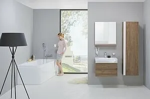 Тумба под умывальник подвесная Ravak 10° II 65 тёмный орех/белый X000001288, 3