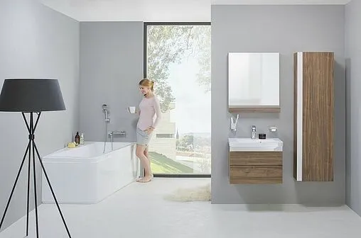 Тумба под умывальник подвесная Ravak 10° II 65 тёмный орех/белый X000001288