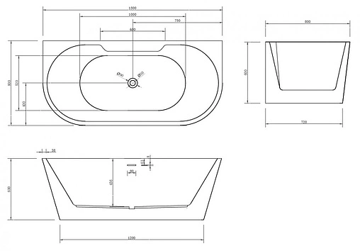 Ванна акриловая Abber 150x80 AB9296-1.5