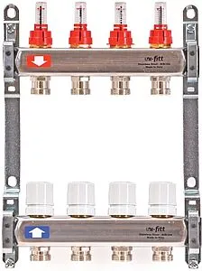 Группа коллекторная с расходомерами 12 отводов 1&quot;в/в x ¾&quot;ек Uni-fitt 450B4312, 1
