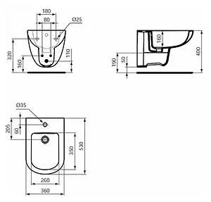 Биде подвесное Ideal Standard Tempo белый T510001 Биде подвесное Ideal Standard Tempo белый T510001, 2