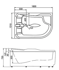 Ванна акриловая с гидромассажем Gemy 180x121 L G9083 K L, 2