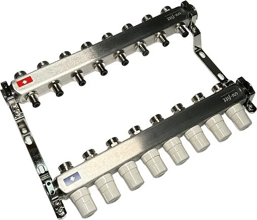 Группа коллекторная без расходомеров 8 отводов 1&quot;в/в x ¾&quot;ек Uni-fitt OPTIMAL 451B4308.RU