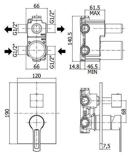 Смеситель для ванны скрытого монтажа Paffoni Ringo хром RIN018CR