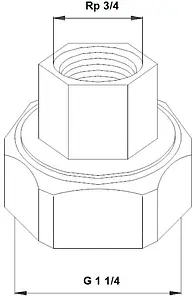 Соединение с накидной гайкой 1¼"в x ¾"в Grundfos 525156 Соединение с накидной гайкой 1¼"в x ¾"в Grundfos 525156, 2