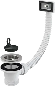 Выпуск для мойки с прямоугольным переливом AlcaPlast полированная сталь A331, 1