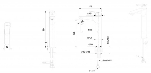 Смеситель для раковины Bravat Rhein хром F1429564CP-A-ENG