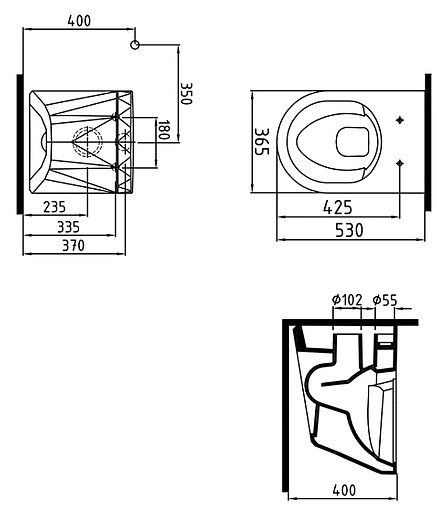 Унитаз подвесной безободковый Bien Moly белый MLKA052N1VP0W3000