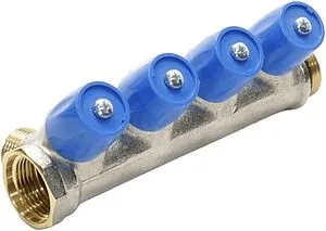 Коллектор регулирующий проходной 4 отвода синий ¾"в/н x ½"н General Fittings 6200E7N0504B4A, 5