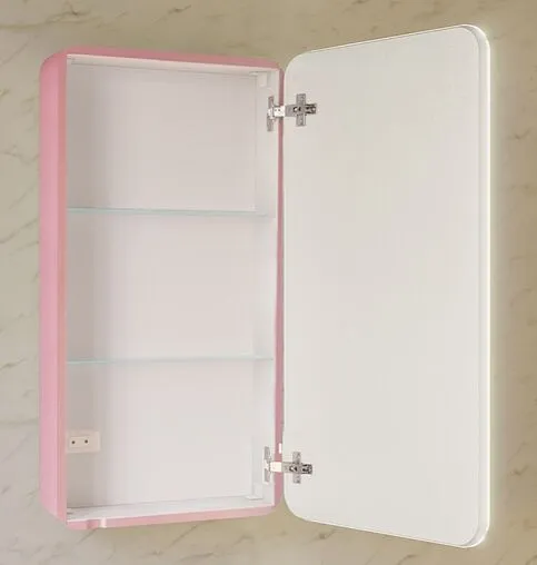 Шкаф-зеркало Jorno Pastel 60 R розовый иней Pas.03.60/PI