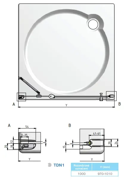 Дверь в нишу 1200мм прозрачное стекло Roltechnik Tower Line TDN1/1200 726-1200000-01-02, 2