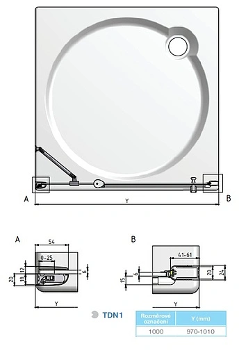 Дверь в нишу 1200мм прозрачное стекло Roltechnik Tower Line TDN1/1200 726-1200000-01-02