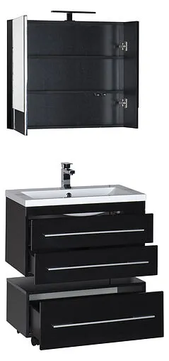 Шкаф-зеркало Aquanet Нота 75 чёрный 169190