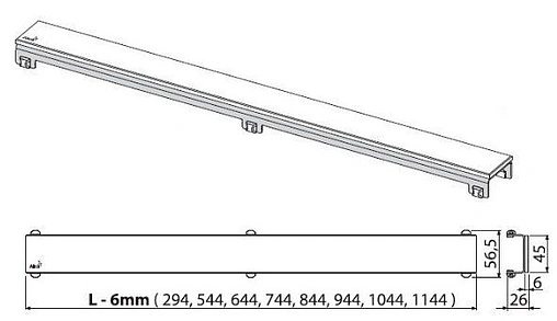 Решетка для лотка 644мм AlcaPlast Glass GL1200-650