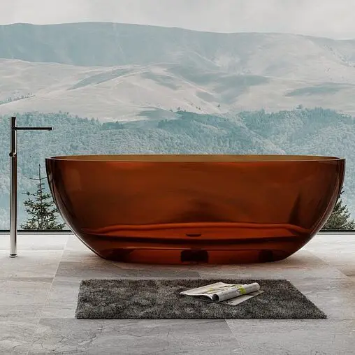 Ванна отдельностоящая прозрачная Abber Kristall 165x78 AT9701Opal