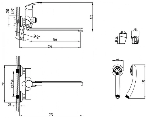 Смеситель для ванны с длинным изливом Lemark plus Strike хром LM1157C