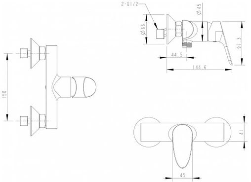 Смеситель для душа Bravat Drop хром F94898C