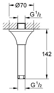 Держатель верхнего душа на потолок Grohe Grandera хром 27978000, 2