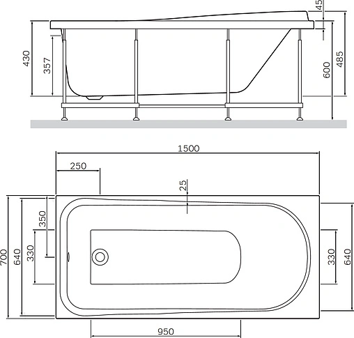Ванна акриловая Am.Pm Like 150x70
