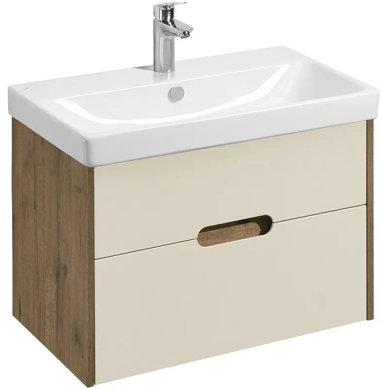 Тумба-умывальник подвесная Aquaton Оливия 80 грей/дуб ойстер 1A2831K0OLUG0, 1